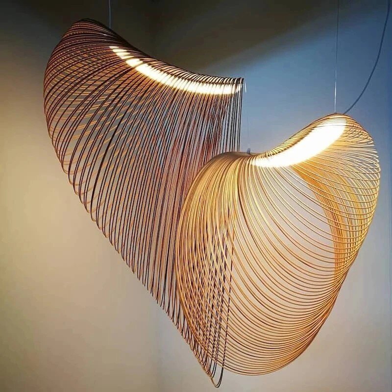 Moderne Led Houten Kroonluchter Verlichting Kunst Decor Creatieve Designer Lampen Woonkamer Eetkamer Keuken Bamboe Hanglamp