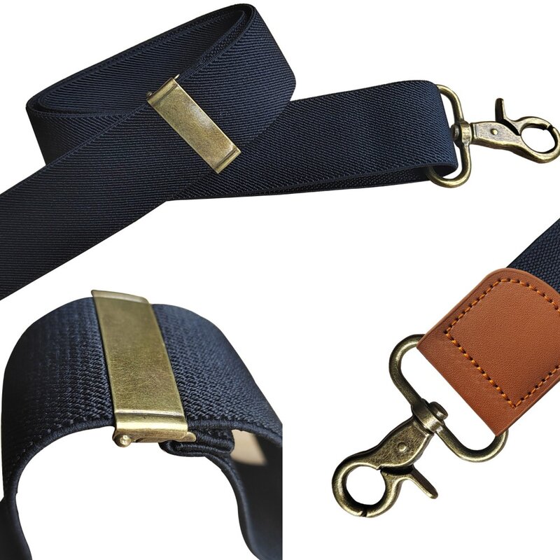 Suspender Vintage lebar 3.5cm, x-hitam 4 klip kait perunggu tali celana panjang dapat disesuaikan untuk pesta pernikahan dengan suspender Dewasa