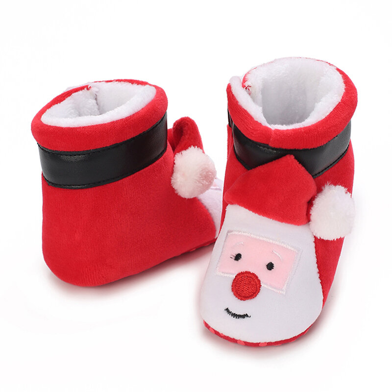 Infant Halloween Christmas Booties Soft Baby Pumpkin Santa Claus Winter Warm Fleece Slippers Snow Boots Crib Shoes