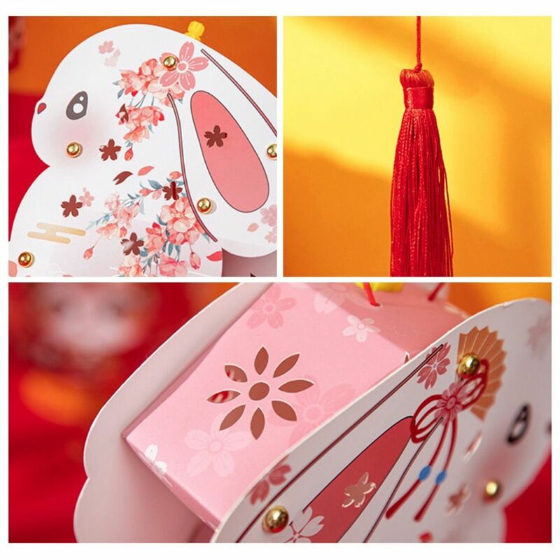 DIY Cina Pertengahan Musim Gugur lentera Vintage kelinci bentuk kelinci Pertengahan Musim Gugur Festival kelinci lentera Papper dengan lampu LED
