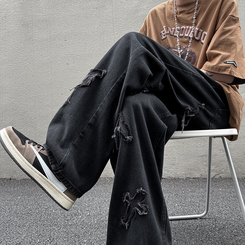 Autumn New Jeans Men's Fashion Brand Loose Solid Casual Straight Pants Ins Spring and Autumn Versatile Sports Pants