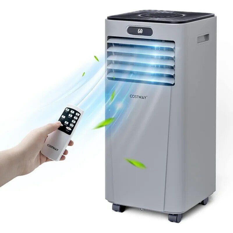 COSTWAY Portable Air Conditioner, 8000BTU Air Cooler with Drying, Fan, Sleep Mode, 2 Speeds, 24H Timer Function, Remote Control