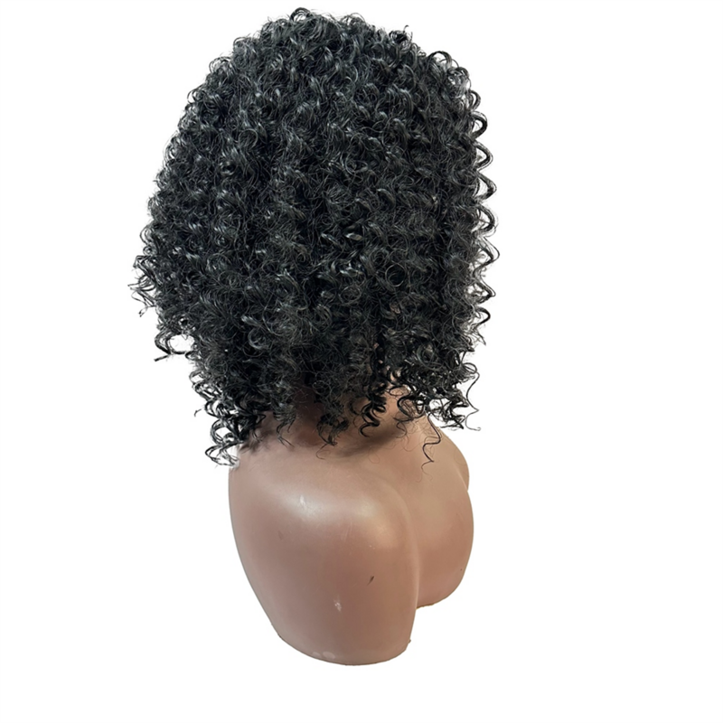 Wiatr latający afrykański peruka z lokami 12 cali krótkie kręcone włosy łacińskie amerykańskie loki czarna puszysta peruka z włókna chemicznego moda peruka