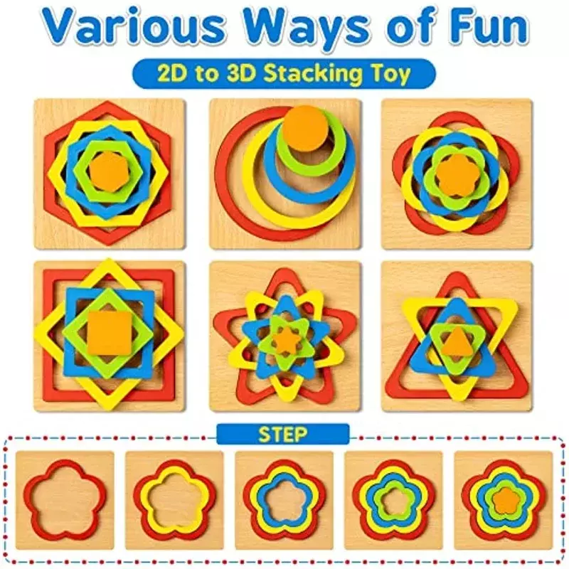 幼児向けモンテッソーリ形ソートパズル、就学前の木製感覚ステム、子供向け教育学習玩具、幼児向けギフト