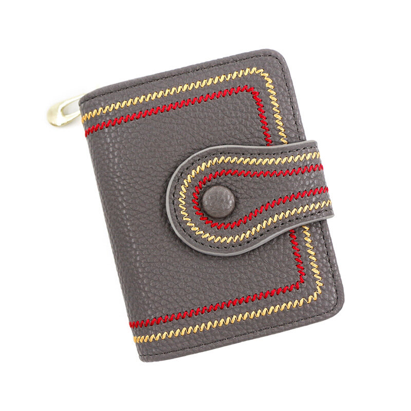 Damen kurze Tasche Reiß verschluss Brieftasche Schnalle Litschi bestickt einfarbige Wechsel tasche Handheld-Tasche ID-Karte Tasche