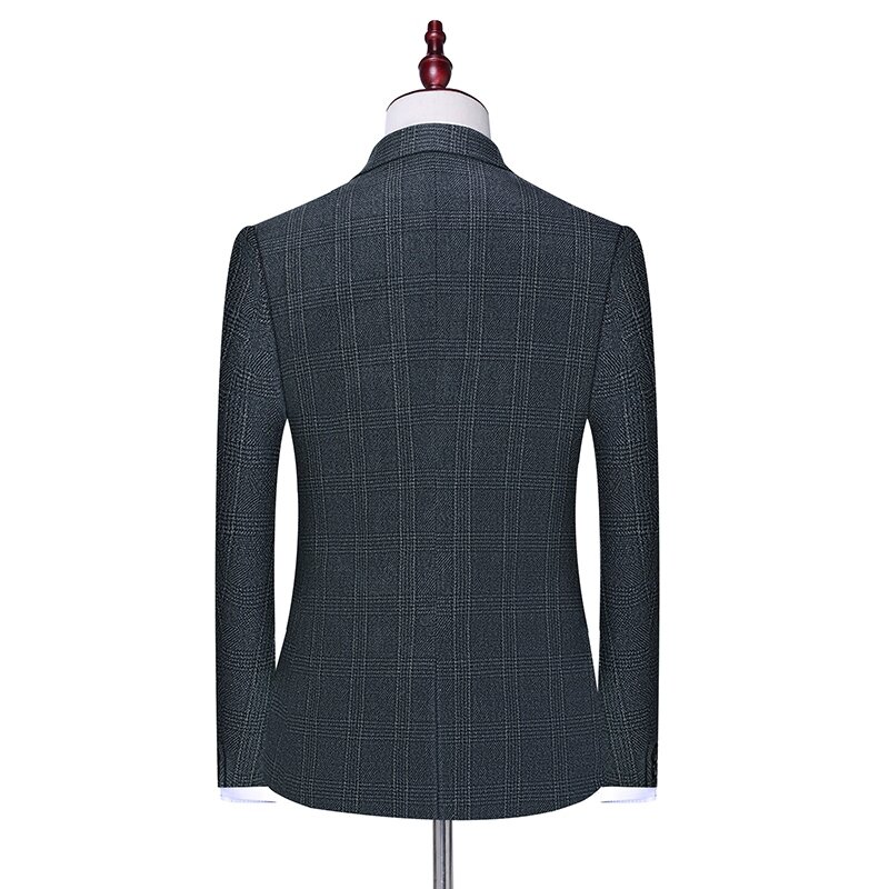 Conjunto de chaqueta y chaleco para hombre, traje informal a cuadros, a la moda, esmoquin, 3 piezas