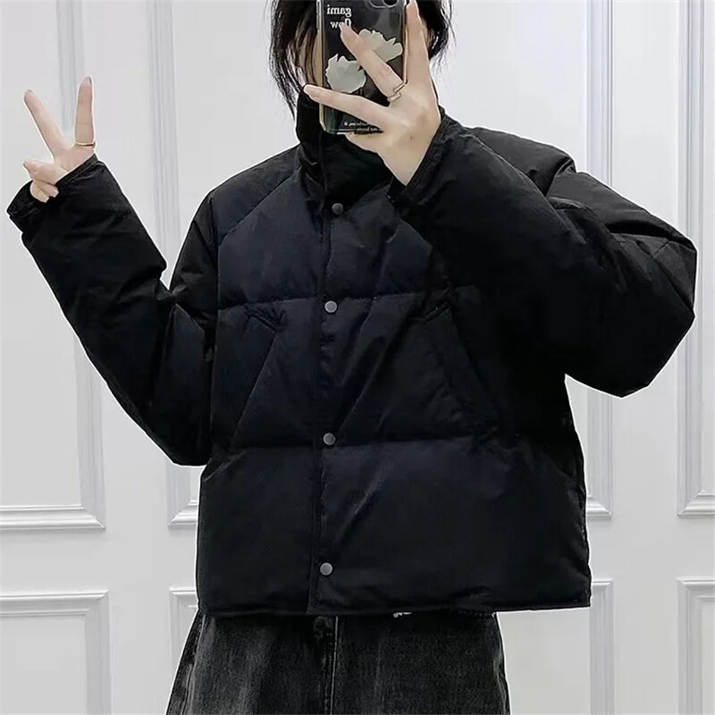 Женская теплая короткая куртка, модная свободная парка с длинным рукавом, хлопковая Повседневная Уличная одежда в Корейском стиле, зима 2023