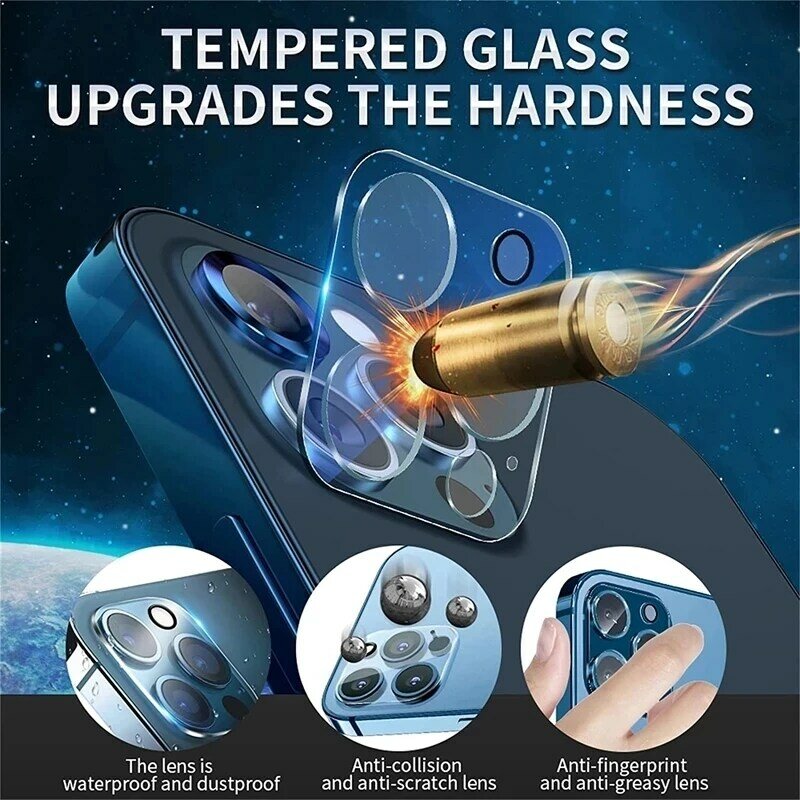 Protectores de vidrio para cámara trasera 3D HD, película protectora para lente de iPhone 13, 11, 12 Pro Max, 13Mini, 14, 15 PRO MAX, XS, XR