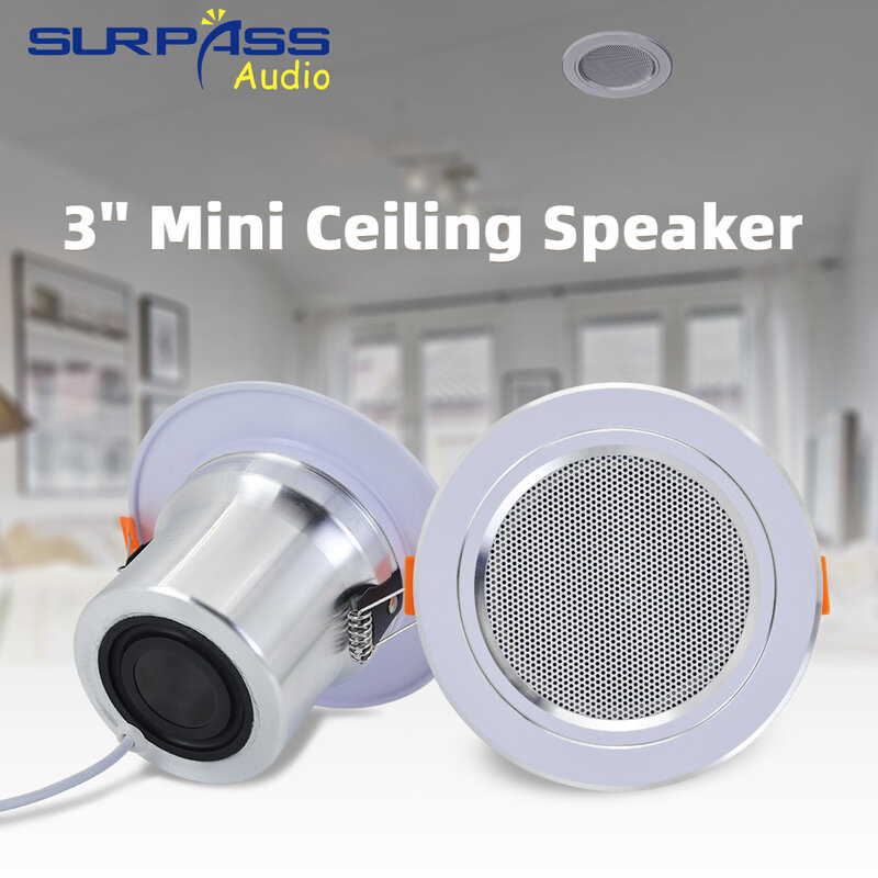 8Ohm 10W Bathroom Ceiling Speaker Background Music System Moisture-proof Aluminum Can Fashion In-ceiling Speaker Sound Quality