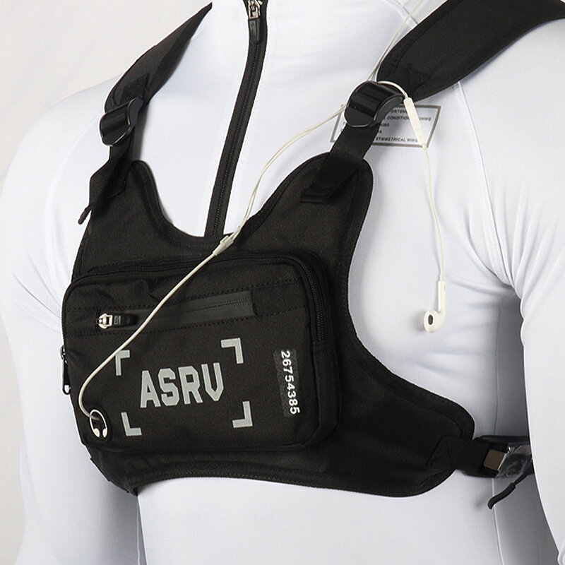 Mens Gym outdoor Chest Bags gilet tattico riflettente sicurezza impermeabile Mini borsa per cellulare uomo tasca da viaggio multifunzione
