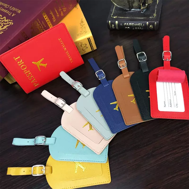 1PC Women Men PU Leather Luggage Tag Suitcase Identifier Label Baggage Boarding Bag Tag Name ID Address Holder Travel Accessorie