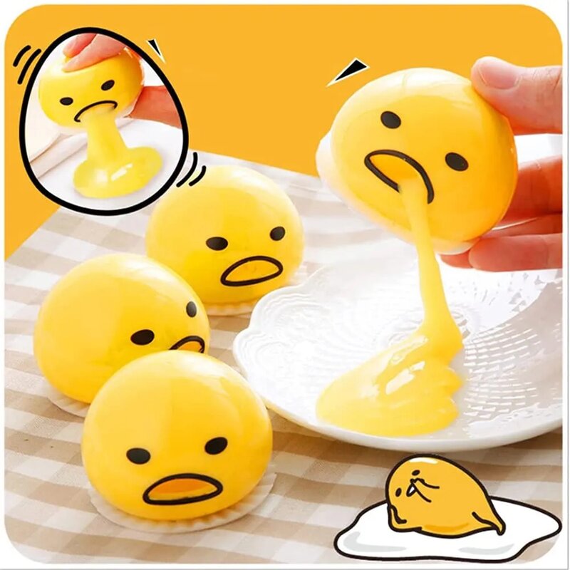 Sticky Funny Toy Disgusting Egg Yolk Brother Vomiting Egg Yolk Army Lazy Egg Custard Vomiting Ball Decompression Funny Toy