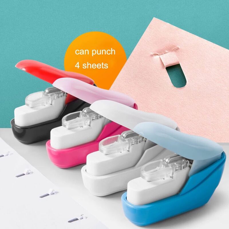 Easy Portable Random Color Office Supplies Mini Stapler Book Paper Stapling No Staples Stapleless Stapler