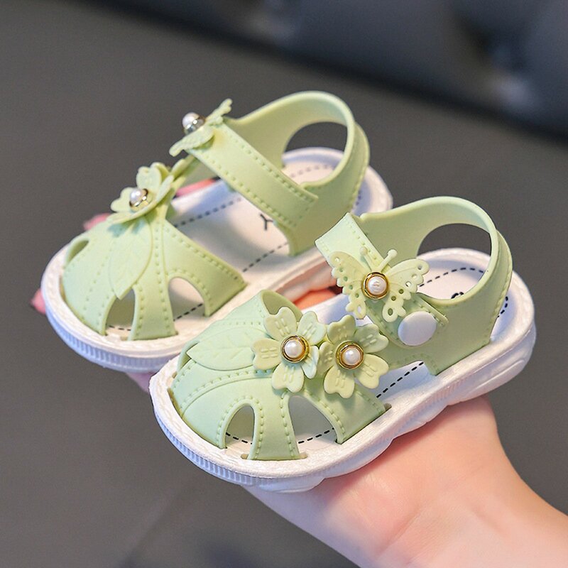 Scarpe estive per bambini con fiocco solido sandali antiscivolo da spiaggia in PVC carino per calzature per neonate sandali morbidi per bambini 0-3Y