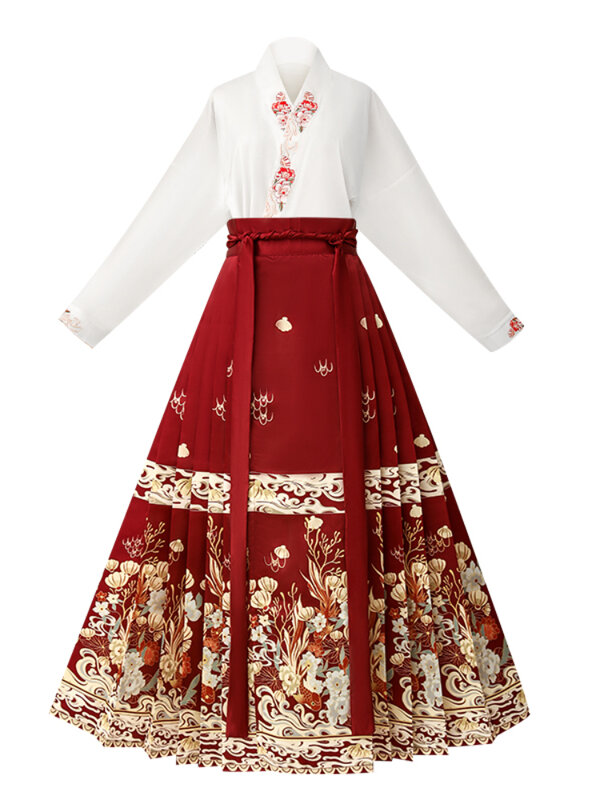 Vestido Hanfu tradicional chinês para mulheres, traje antigo, Hanfu retrô, saia de cavalo, dança da princesa, dinastia Ming