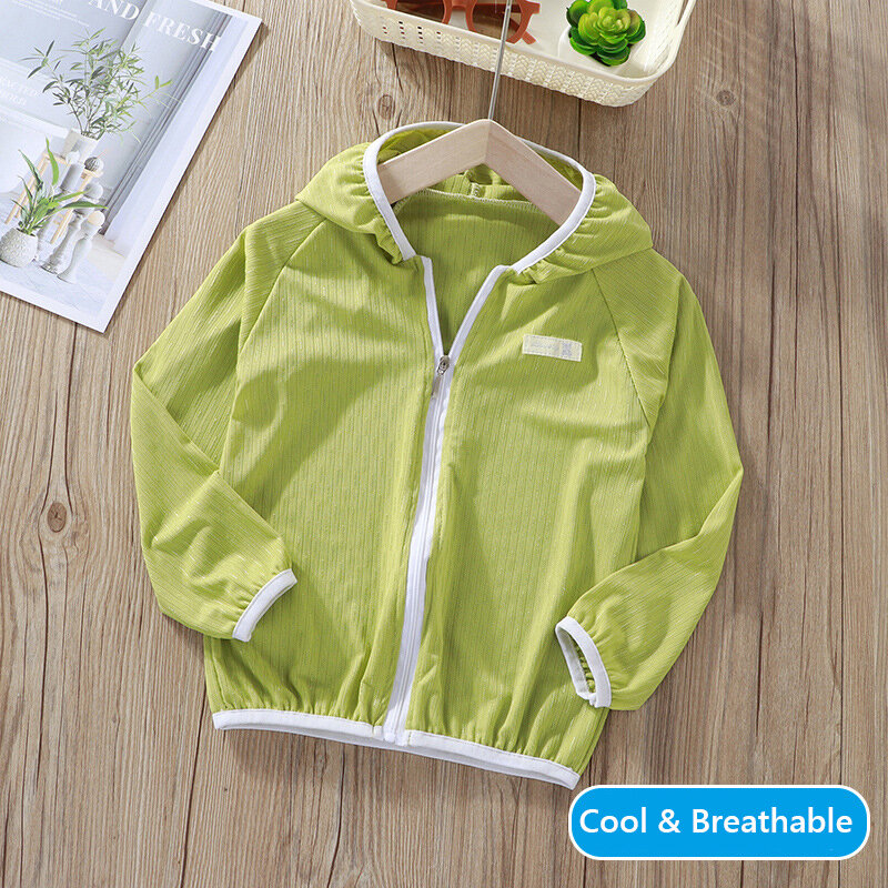 Солнцезащитная куртка для детей, одежда для защиты от солнца, кондиционер для девочек и мальчиков, шелковое летнее уличное пальто для путешествий