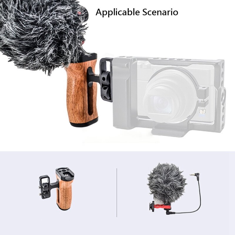 Деревянная рукоятка для фото, расширенная клетка, деревянная рукоятка, Холодный башмак для микрофона, видео светильник