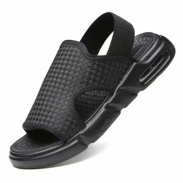 Sandal pria menenun musim panas Sandal pantai Sandal kulit kasual pria sepatu terbuka untuk pria mode baru sepatu olahraga bantalan udara sapato