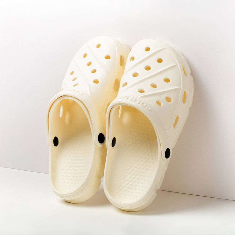 EVA Thick Sole Hole Shoes para homens e mulheres, sandálias e chinelos de verão para casa, interior, casal, ao ar livre, praia, cabeça de saco, novo