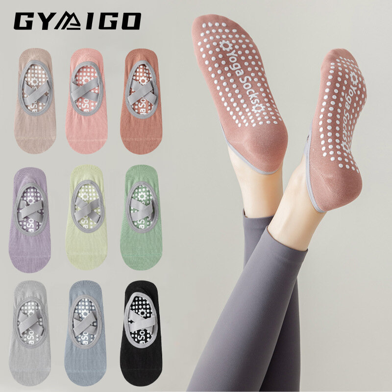 Gymigo 4/10 pares meias de yoga mulheres antiderrapante pilates trainning meias iniciante adequado anti-derrapante protectable esportes meias de chão