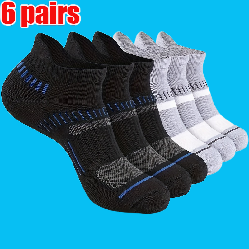 Calcetines tobilleros con soporte acolchado para hombre, medias deportivas transpirables y cómodas de cintura baja, mezcla de algodón, 6 pares