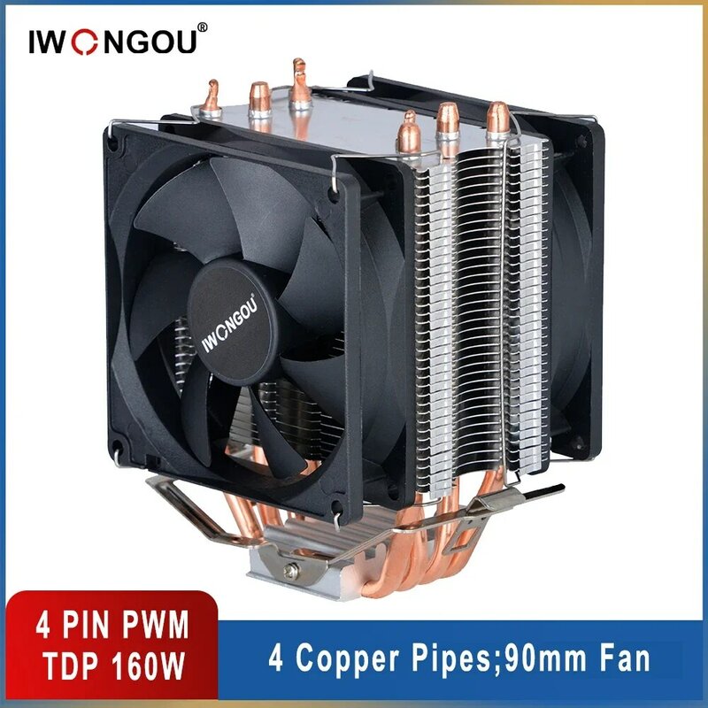Enfriador de procesador X99 Lga 2011 V3, ventilador Rgb de 4 pines, torre de Cpu, disipador de calor, IWONGOU, 4 tubos de calor, refrigeración de Cpu para Intel LGA 1200 1150 AMD AM4