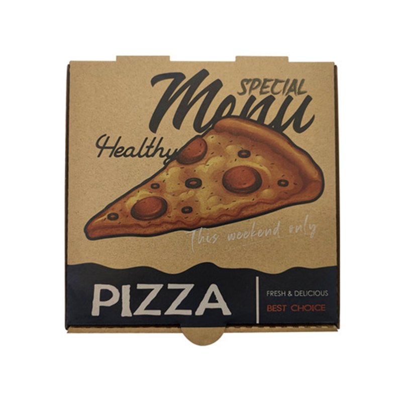 Produk kustom grosir dicetak 8 10 12 14 16 inci kotak Pizza bergelombang hitam Makanan Cepat Saji