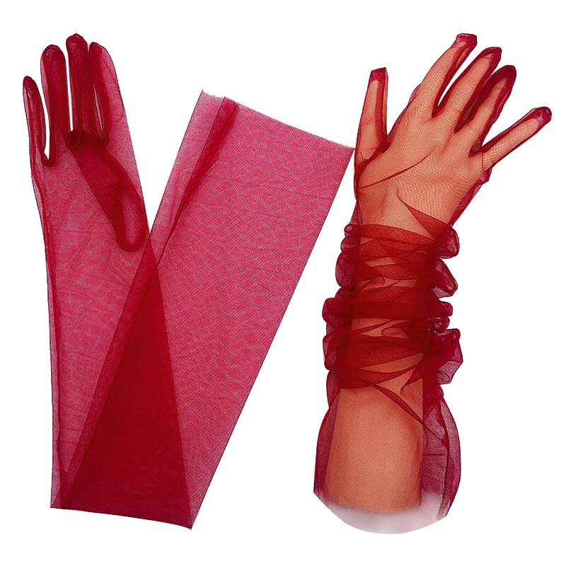 Transparent Sunscreen Glove Retro Mitten Touch Screen Gloves Women Ultra Thin Gloves Tulle Elbow Long Wedding Bride Dress Gloves