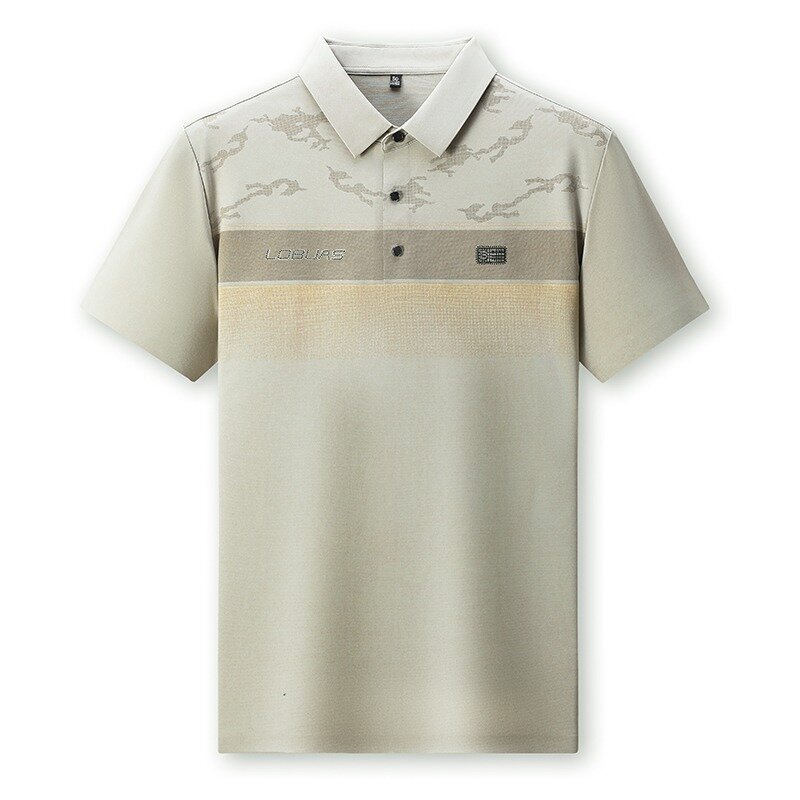 2024 Summer Seamless Ice Silk Polo Shirt Men Short Sleeve Slim Casual POLO T-shirts Fashion Print Business Social Lapel Tee Tops