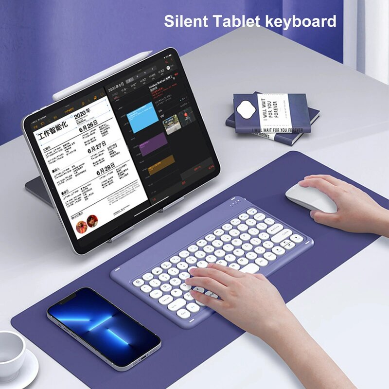 Combo de Teclado e Mouse sem Fio Bluetooth, Teclado para iPad, Touchpad, Xiaomi, Samsung Tab, Tablet, Android, IOS, Windows