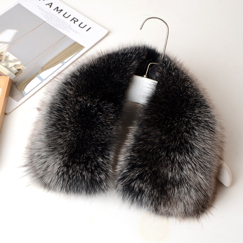 Real Fox Fur Collar Women Winter Natural Fur Collar Female Scarves Hood Trims Fur Decor Shawl For Coat Neck Warmer Fur Scarves