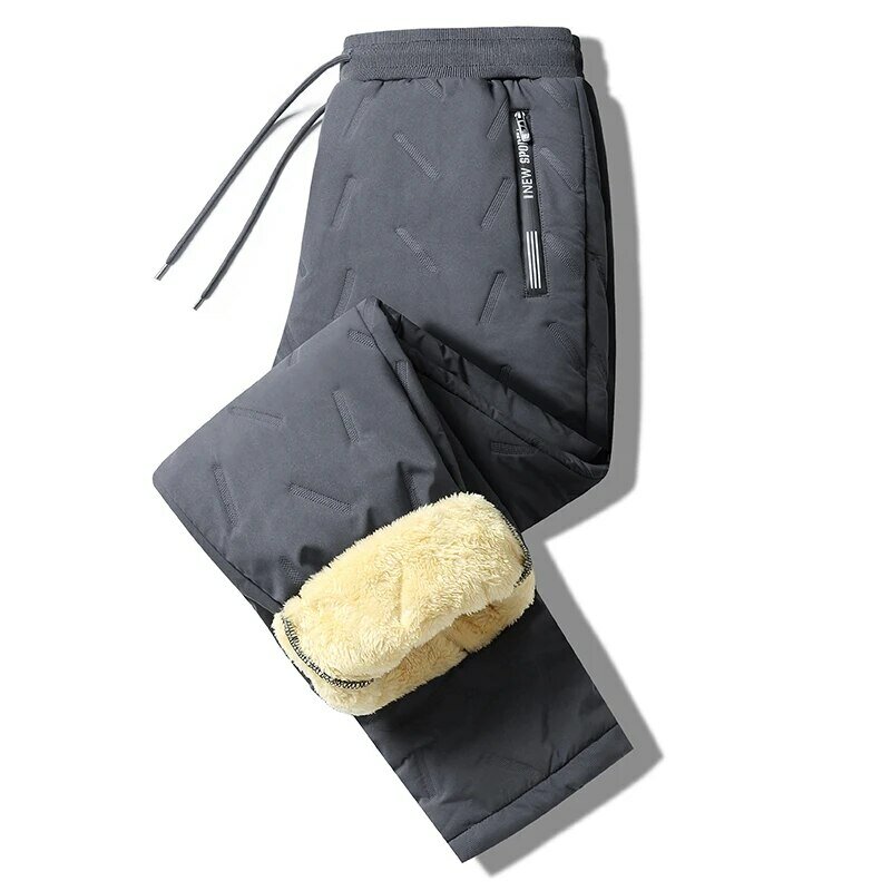 Winter Sweatwear Men Plush Thick Fleece Sweatpant Lambswool Thermal Trousers Casual Pants Windproof Warm Cotton Pants 8828