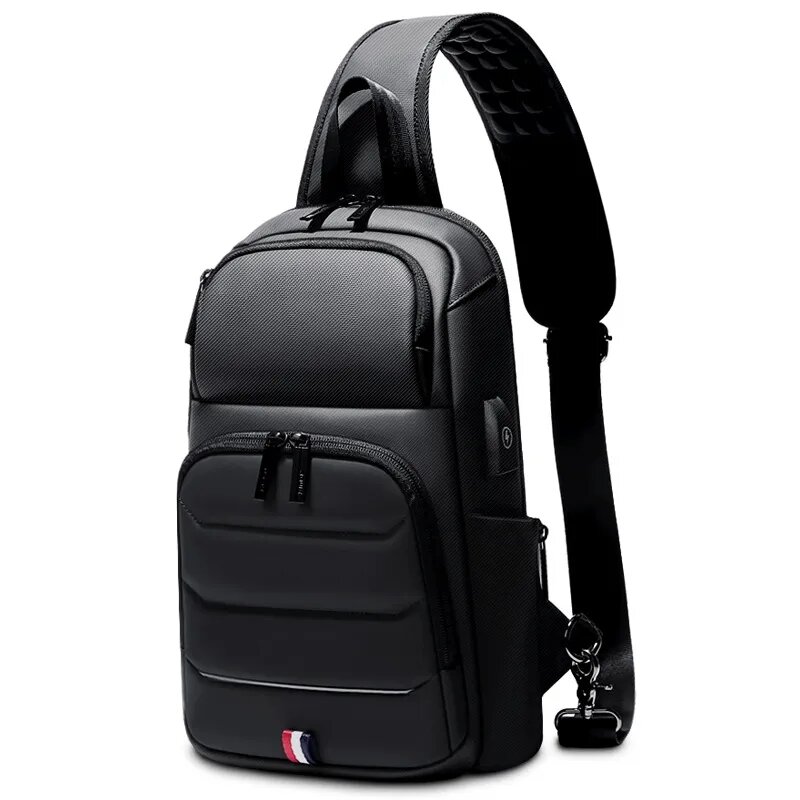 Tas selempang desainer untuk tas bahu modis tas selempang dengan pengisi daya USB tas dada tas bahu tunggal bertali bahu Oxford