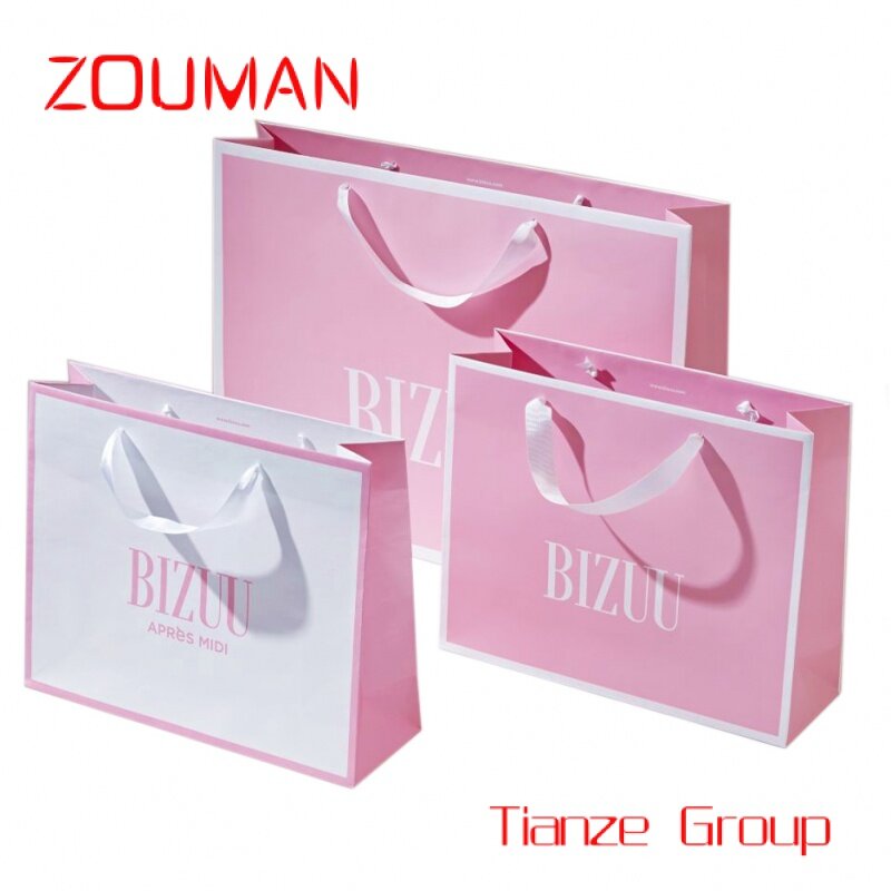 Benutzer definierte Luxus kleidung Einzelhandel rosa Geschenkt üte Bolasas de Papel Shopping Verpackung Papiertüten mit Ihrem eigenen Logo für Kleidung