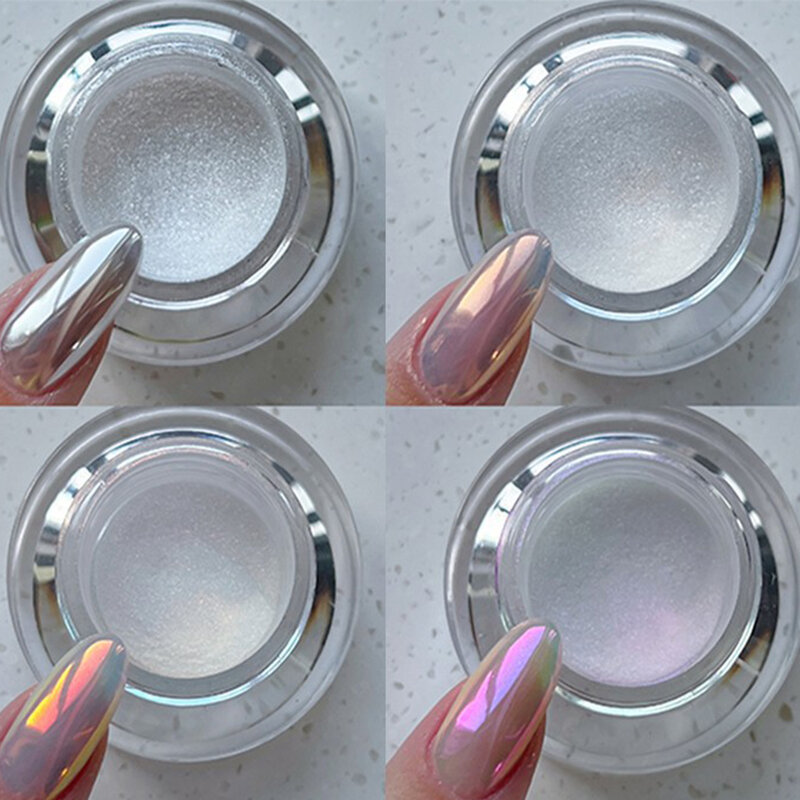 2023's Mondlicht Spiegel Glitter Pulver Netz-0,2g Metallic Silber Effekt Chrom Pulver 1 * Glas Aurora Magic Mirror Maniküre Pulver p