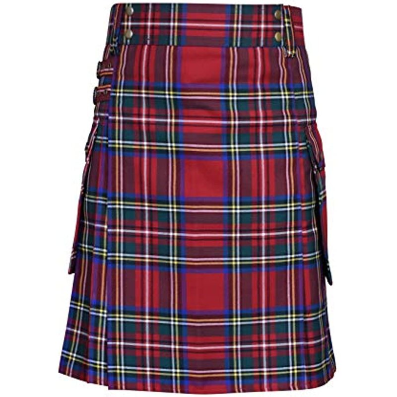Kilt Tartan Poly Viscose para homens, Kilt Utilitário Escocês, Highland Tradicional, Qualidade Premium