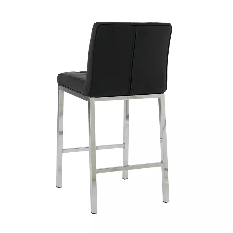 Modern Design High Counter Stool Electroplated leg Kitchen Restaurant black pu Bar Chair(set of 2)