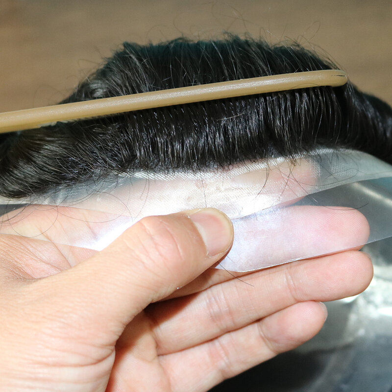 Парик для мужчин 7x9 дюймов, австралийская дышащая кружевная основа из искусственной кожи, естественная система Hairline, капиллярный протез волос