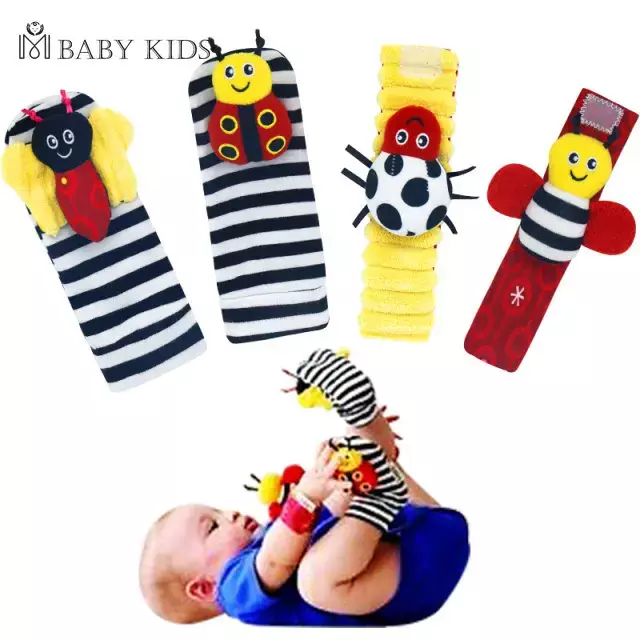 Chaussettes en peluche de dessin animé avec dragonne pour bébé, hochet doux pour nouveau-né, jouet animal, détecteur de pied, cadeau pour enfants, 0-12 mois