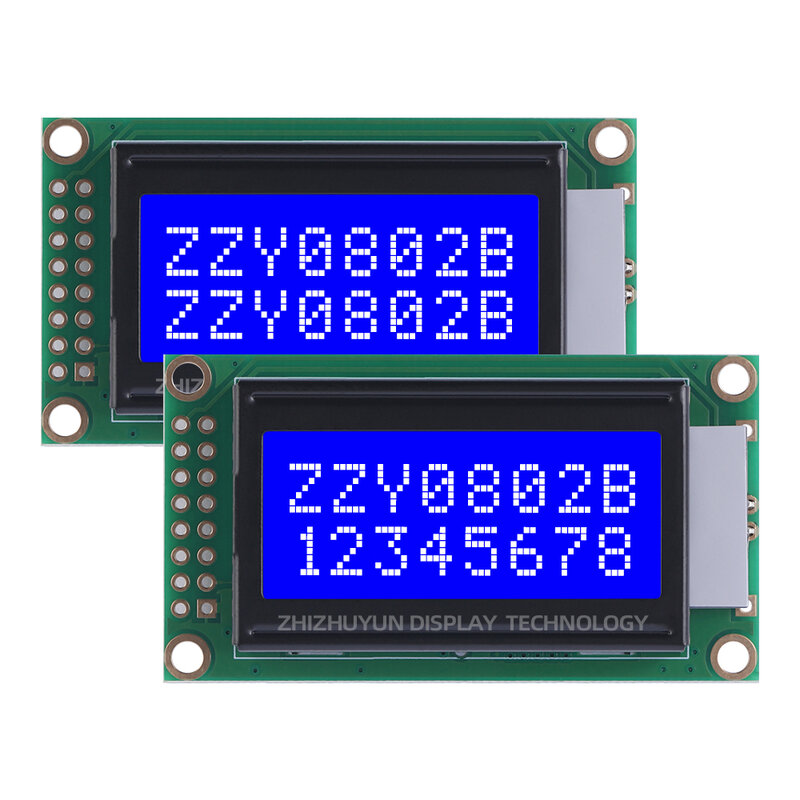 Módulo multilingüe 0802B, pantalla de caracteres de 16 Pines, membrana LCD amarilla y verde, LCM, 3,3 V, envío directo