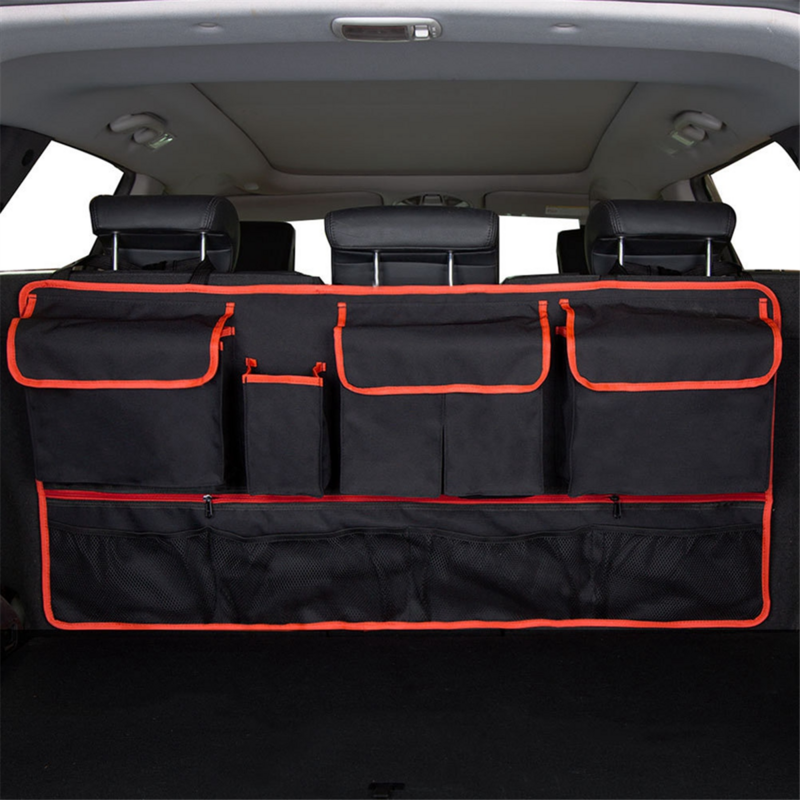Multi-Pocket Car Trunk Organizer Hanging Back Seat Storage Bag with 9 Pockets Waterproof Oxford Cloth Storage