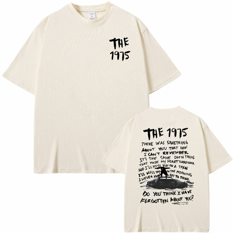 男性と女性のためのヴィンテージのカジュアルTシャツ,印刷された言葉,外国語の言語,アルバム,ヒップホップのTシャツ,1975