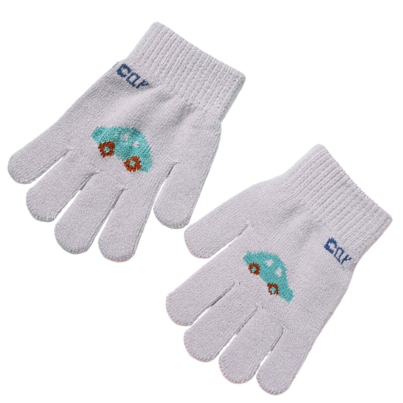 1 para dziecięcych rękawiczek dziewiarskich pełnymi palcami, dzianinowych, zimowych, rozciągliwych rękawiczek, ciepłych i