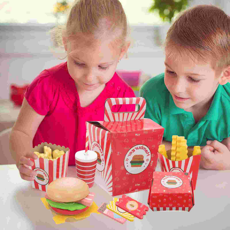 1 Set Simulated Fast Food Model Realistic Chip Burger Toy Set Play House Props