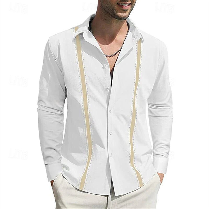 남성용 단색 3D 프린트 라펠 셔츠, 패셔너블한 새로운 크리에이티브 디자이너 디자인, 편안하고 고품질 의류