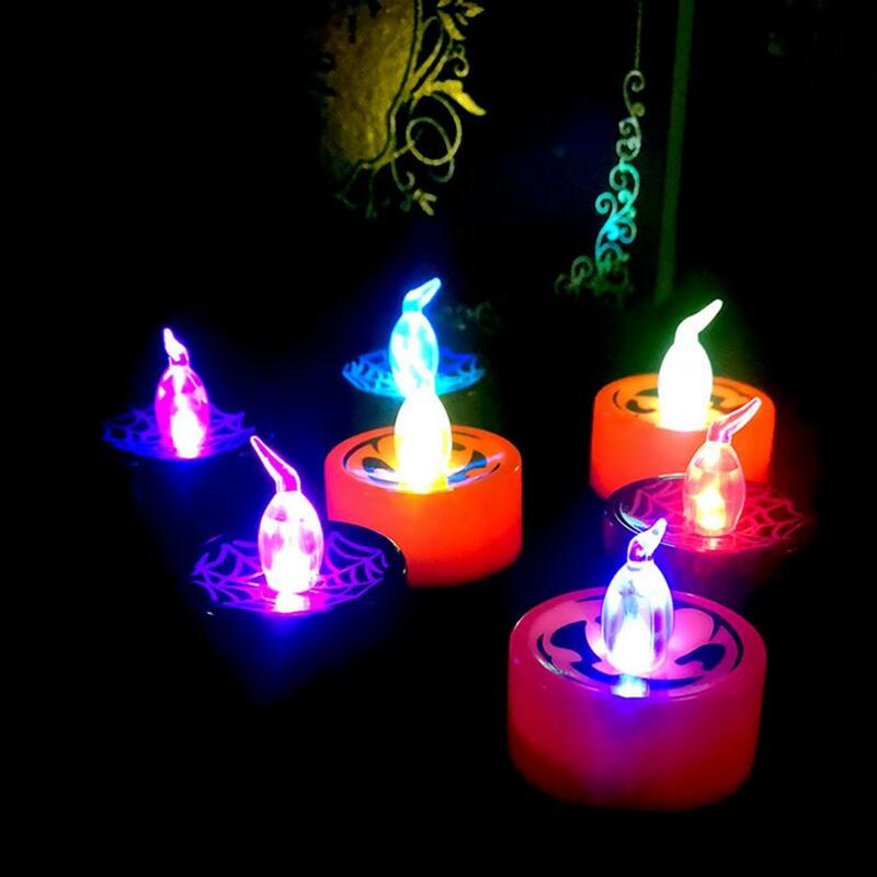 Bezpłomieniowe lampki świece LED zasilany z baterii Tealight sala taneczna świeczki do herbaty Halloween LED świeca nocna