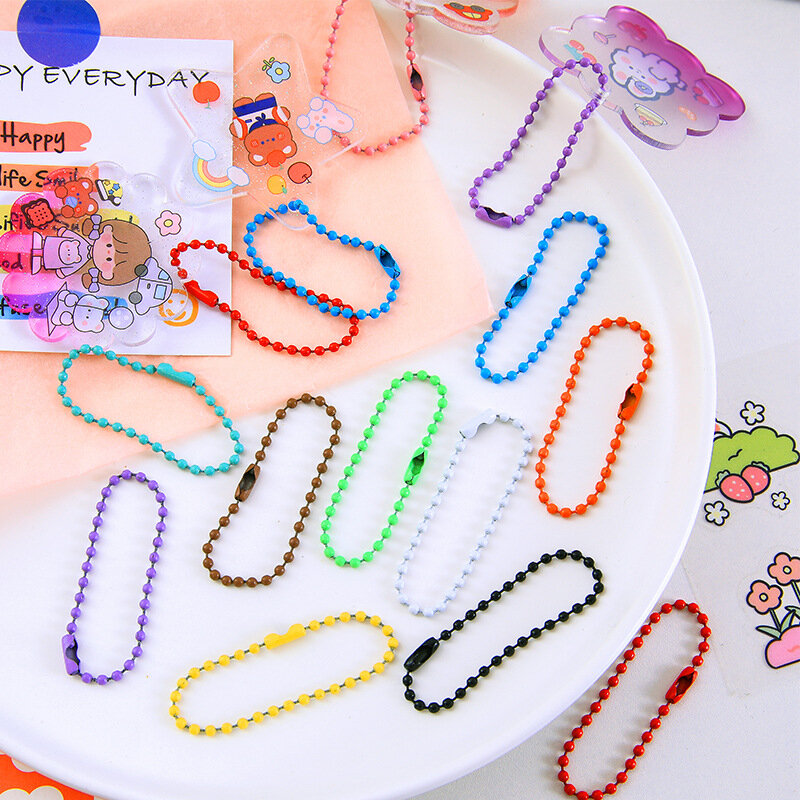 Cadena de cuentas de bolas de colores, accesorio para fabricación de joyas, 10/100 piezas, se adapta a llavero/muñecas/etiqueta, Conector de etiqueta de mano para pulsera DIY