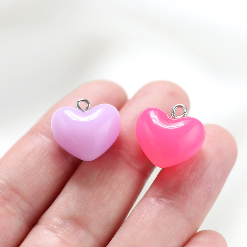 10 teile/los Bonbon farbe Acryl Herz Anhänger Charms für Halskette Schlüssel bund Anhänger DIY Schmuck Herstellung Zubehör