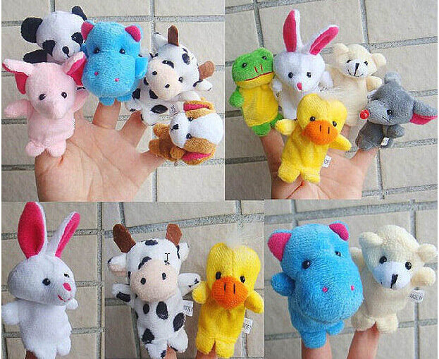 10 pz/lotto bambole interattive genitore-figlio bambole con dita animali all'ingrosso giocattoli di peluche personalizzati per bambini burattino a mano
