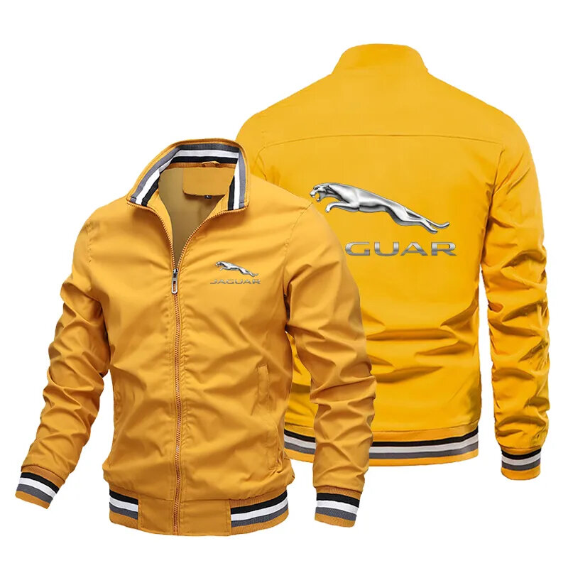 Jaket pria motif logo Jaguar 2023, mantel trench modis, jaket olahraga luar ruangan, mantel Atasan musim gugur dan musim dingin
